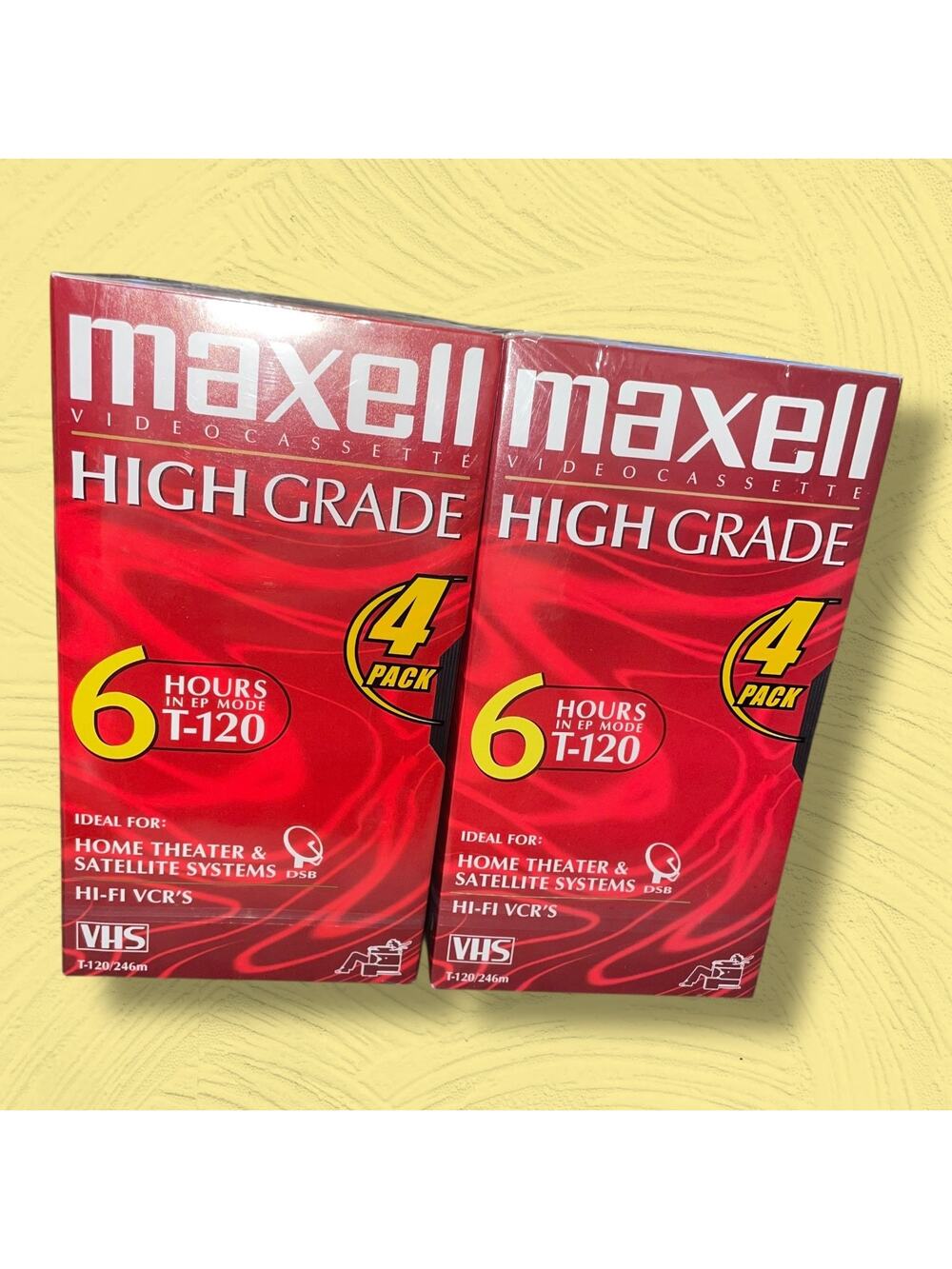 Maxell High Grade VHS T-120 Blank Tapes 8 Pack Sealed 6 Hour Recordable Medi